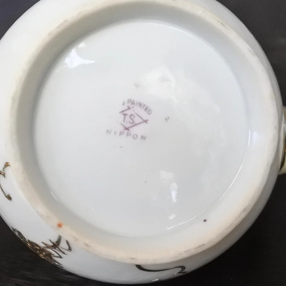 Antique Japanese T.S. Nippon Porcelain Gold Moriage Grape Leaf Tea Set